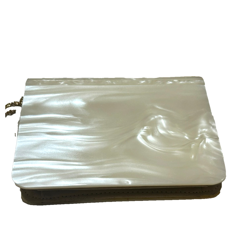 Lisette Vintage Acrylic Handbag Pearlized Shoulder Gold Chain Evening Purse - Picture 2 of 14